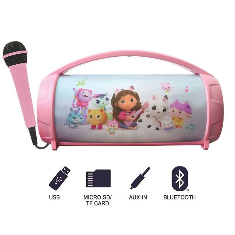 Gabby's Dollhouse Wireless Bluetooth Ηχείο με Φως & Μικρόφωνο Karaoke Lexibook | Φορητό Παιδικό Ηχείο BTP585GDHZ