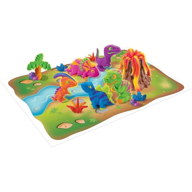 Cra-Z-Art Dino Fluorescent Modelling Clay - Φωσφορίζουσα Πλαστελίνη με Ηφαίστειο & Καλούπια Δεινοσαύρων - 3+ Ετών Lexibook  CRDOUGH11