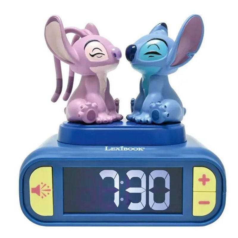Lexibook Disney Stitch & Angel Παιδικό Ξυπνητήρι με 3D Νυχτερινό Φως, Ήχους & Μελωδίες RL800D2