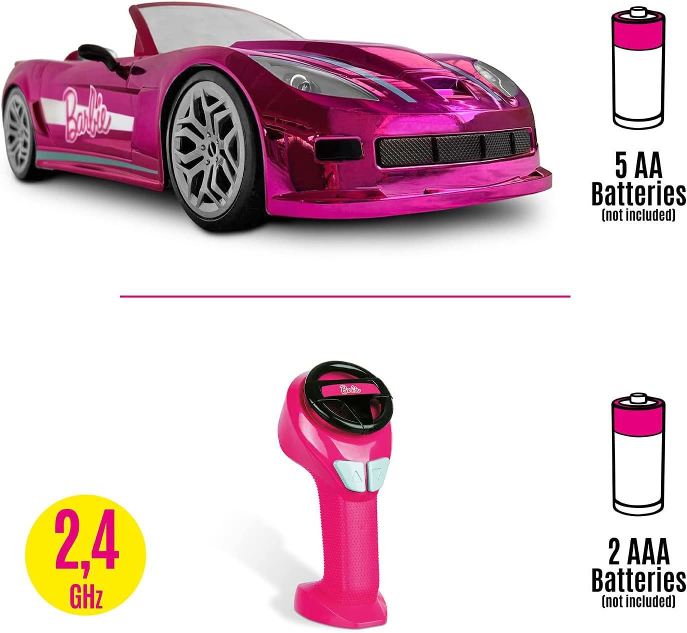 Barbie Τηλεκατευθυνόμενο Αυτοκίνητο RC Dream Car Pink - Διθέσιο Καμπριολέ 40cm με Χειριστήριο 2.4GHz Mondo Motors M63619
