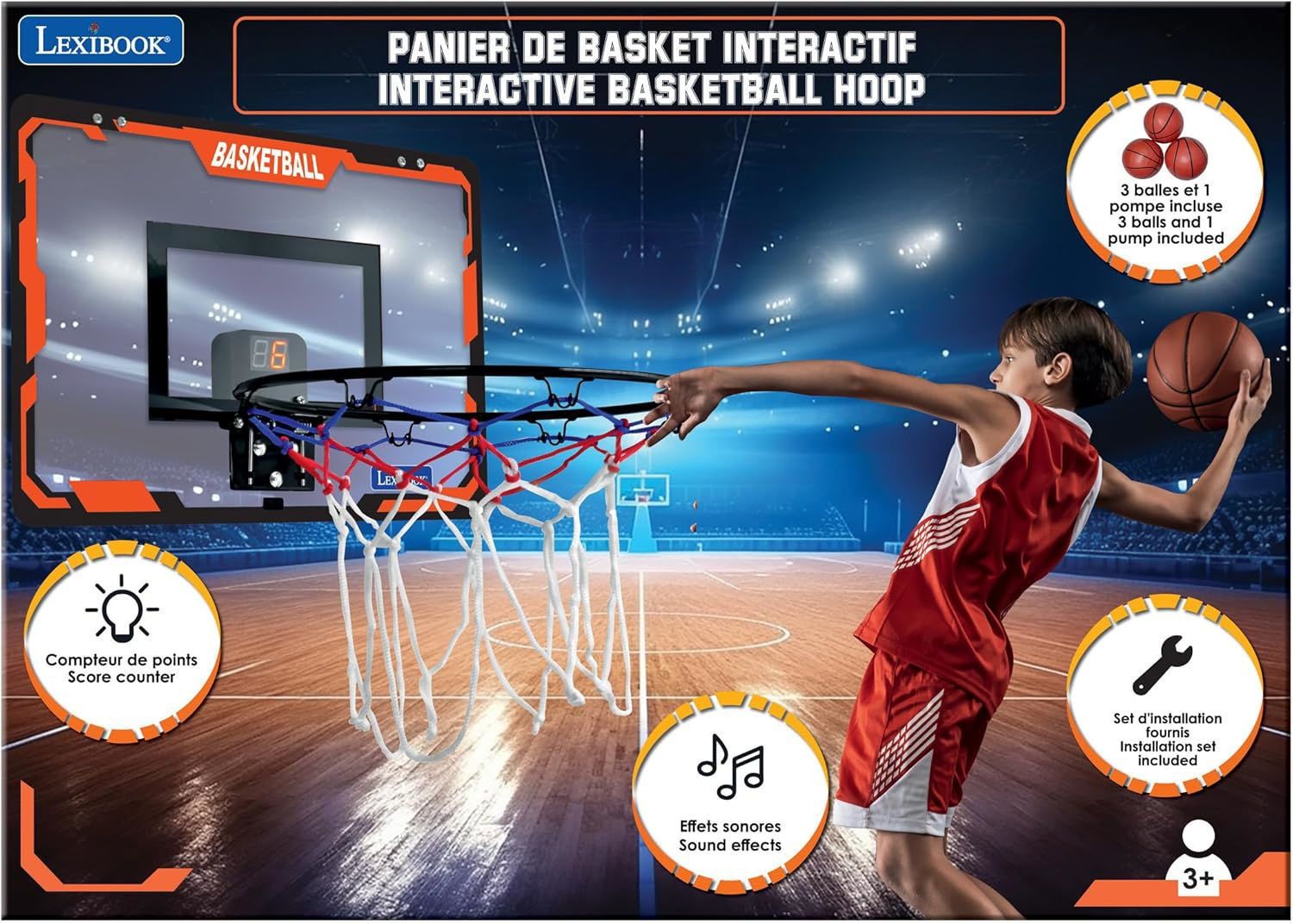 Ηλεκτρονική Μπασκέτα Lexibook με Μετρητή Σκορ, Μπάλα & Ηχητικά Εφέ 3+ Ετών JG920