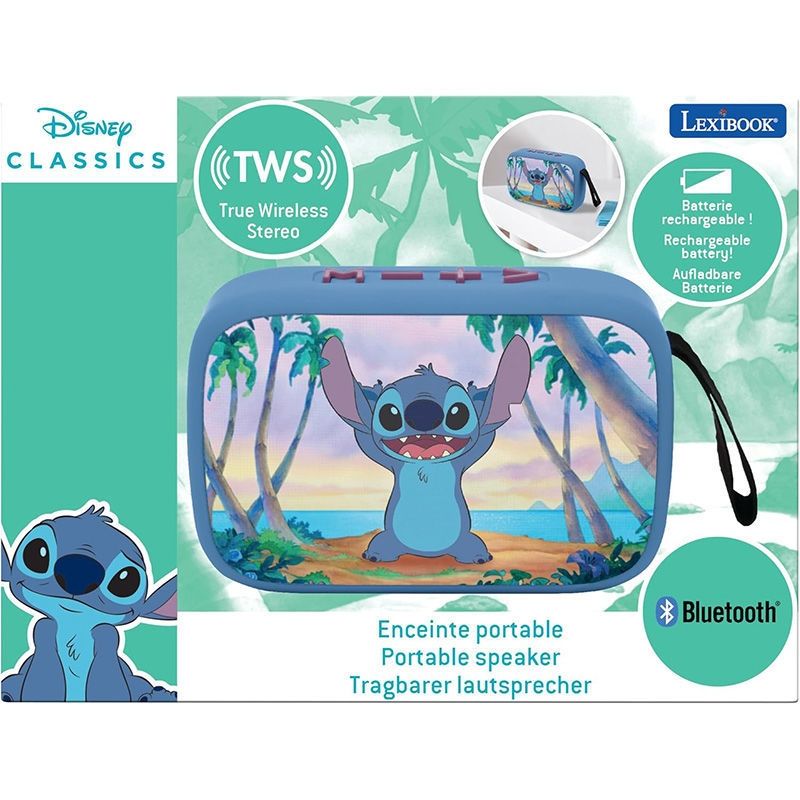 Παιδικό Φορητό Ηχείο Stitch Bluetooth Lexibook | TWS, USB-C, Μπαταρία 4 ωρών BT018D