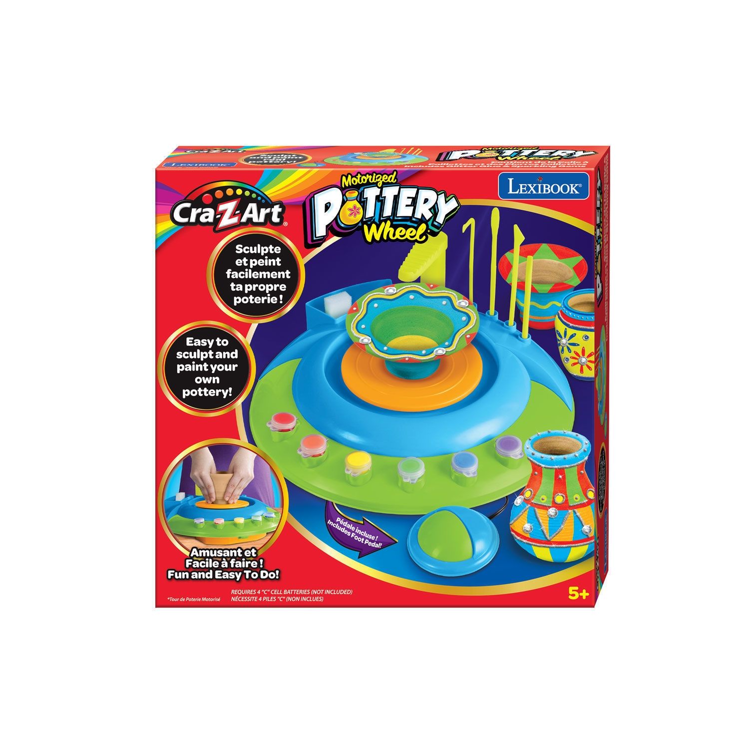 Cra-Z-Art Motorized Pottery Wheel - Ηλεκτρικός Τροχός Κεραμικής με Ποδοδιακόπτη & Αξεσουάρ - 5+ Ετών Lexibook CRPOT1