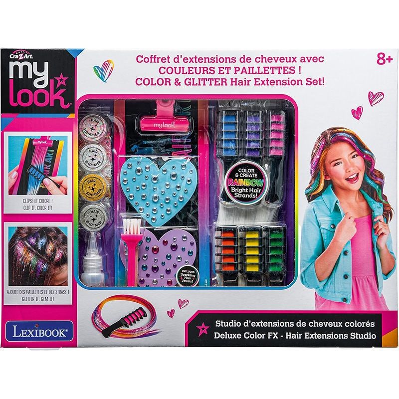 Cra-Z-Art My Look Deluxe Color FX Hair Extensions Studio - Σετ Βαφής & Διακόσμησης Μαλλιών με Glitter (8+ Ετών) Lexibook CRSS11