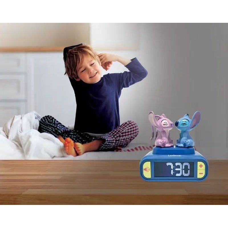 Lexibook Disney Stitch & Angel Παιδικό Ξυπνητήρι με 3D Νυχτερινό Φως, Ήχους & Μελωδίες RL800D2