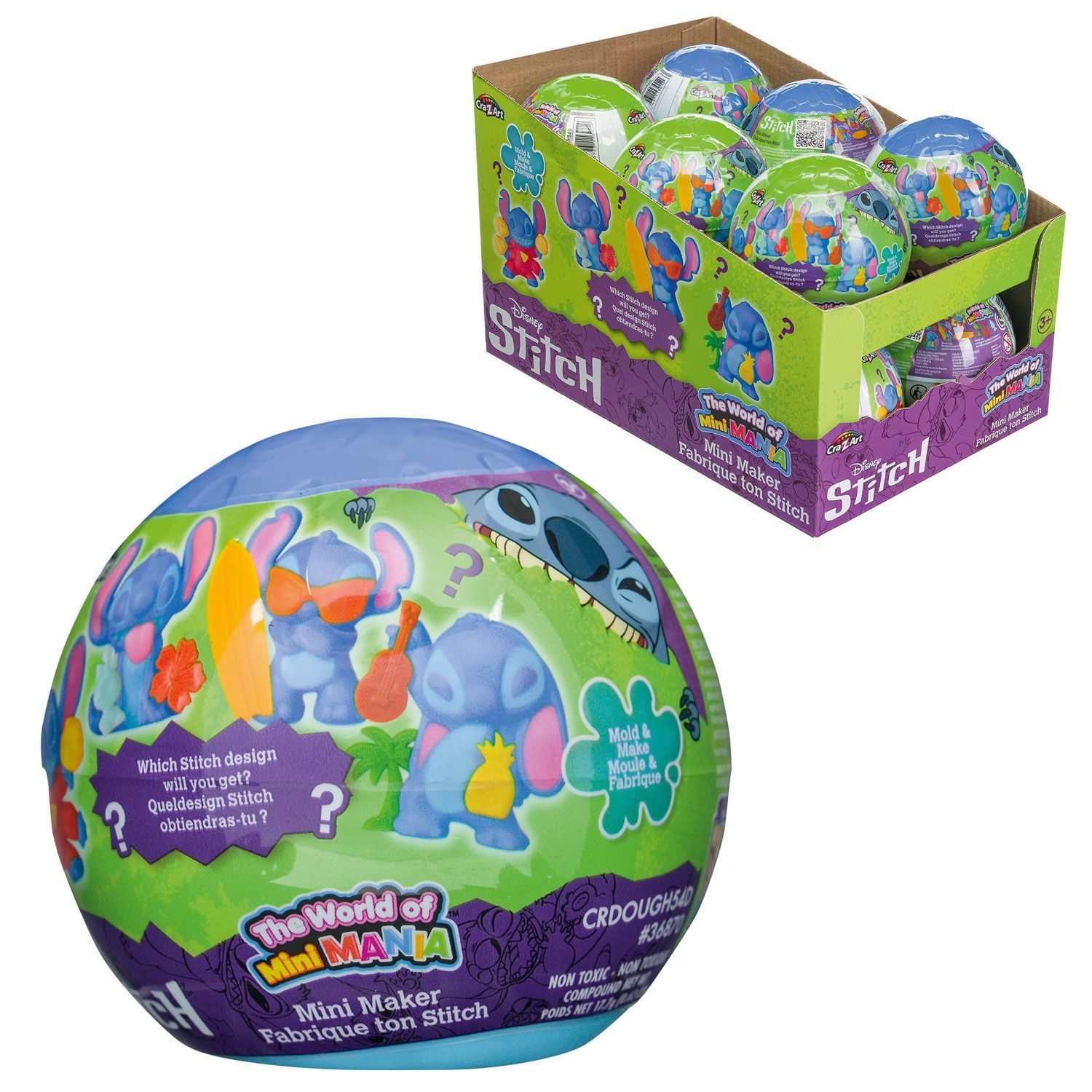 Cra-Z-Art Stitch World Mini Mania Ball - Φτιάξε τη Δική σου 3D Φιγούρα Stitch - Συλλεκτικό Παιχνίδι Disney - 3+ Ετών Lexibook CRDOUGH54D