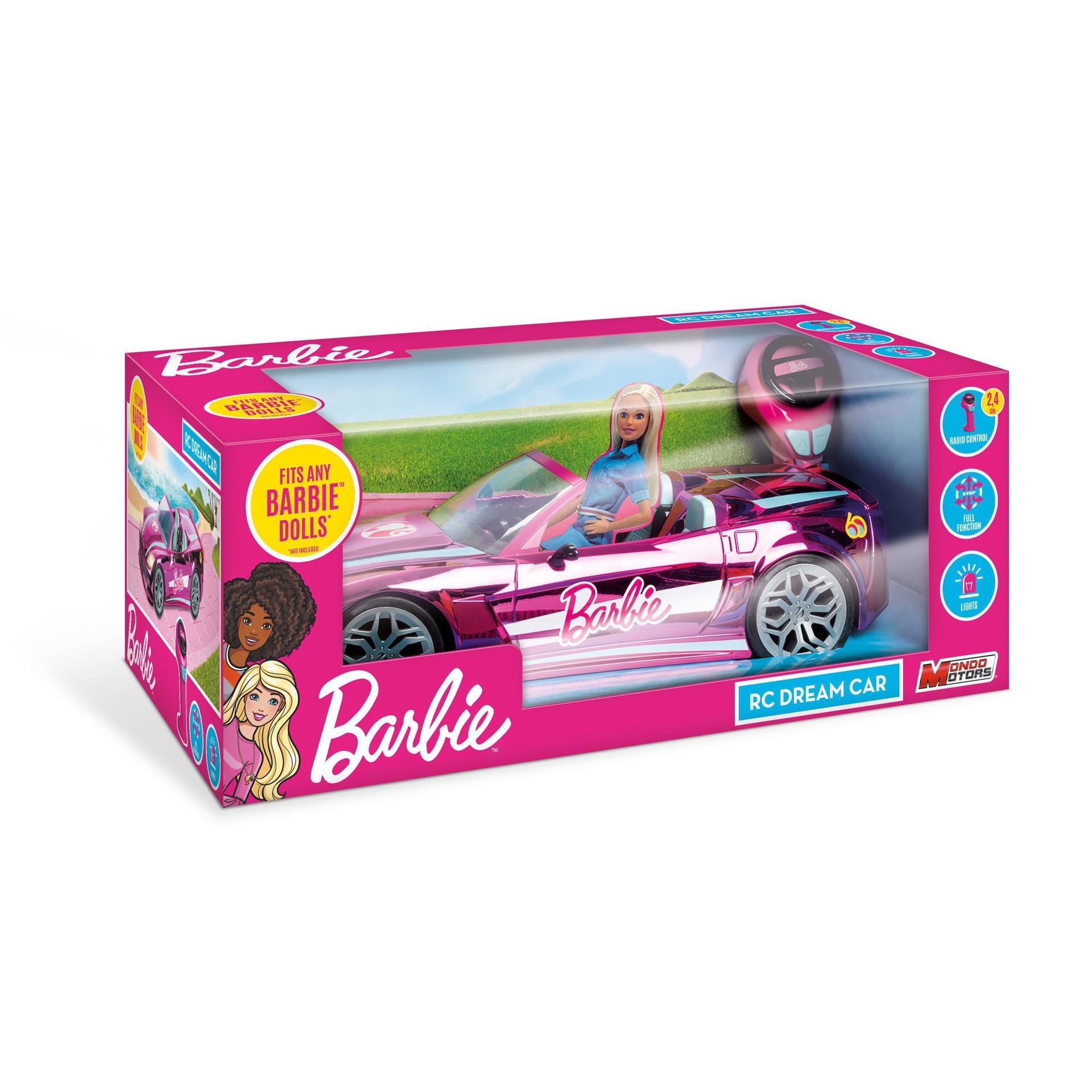 Barbie Τηλεκατευθυνόμενο Αυτοκίνητο RC Dream Car Pink - Διθέσιο Καμπριολέ 40cm με Χειριστήριο 2.4GHz Mondo Motors M63619