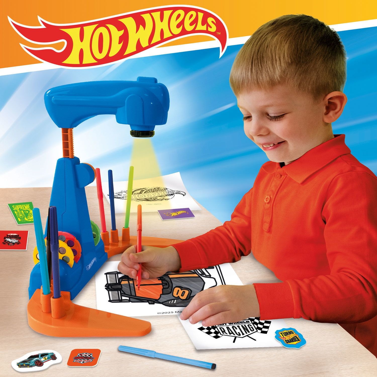 Hot Wheels Σχολή Ζωγραφικής με Προτζέκτορα LED 32 Εικόνες για Παιδιά 5+ Ετών Lisciani 114061
